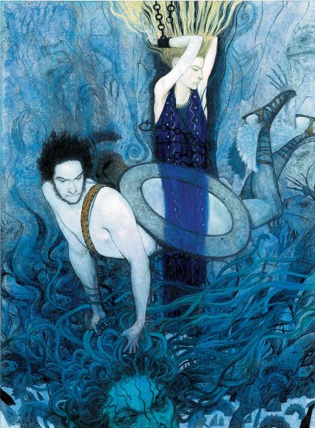 Svetlin Vassilev, Perseus and Andromeda, Greek Mythology, acrylics, 24 x 33 cm, 2006